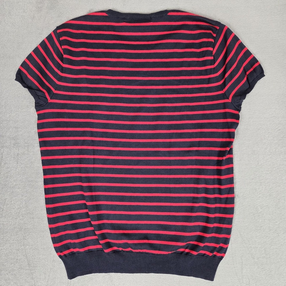 VTG Ralph Lauren Sport T-Shirt Womens XL Red Navy Striped Cotton Short Sleeve - Picture 3 of 8